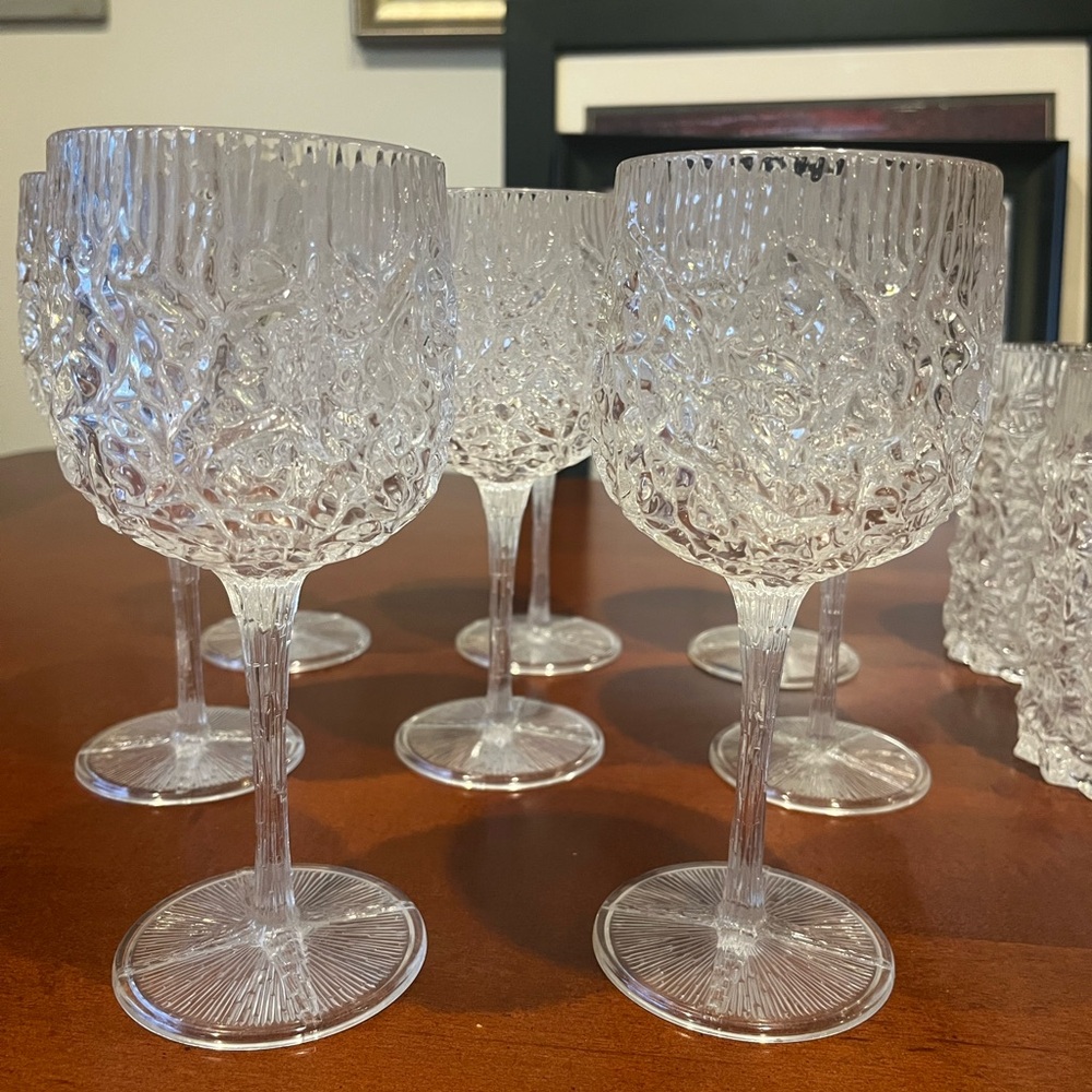 Vintage 70s/80s Crushed Iced Looking Glass Set